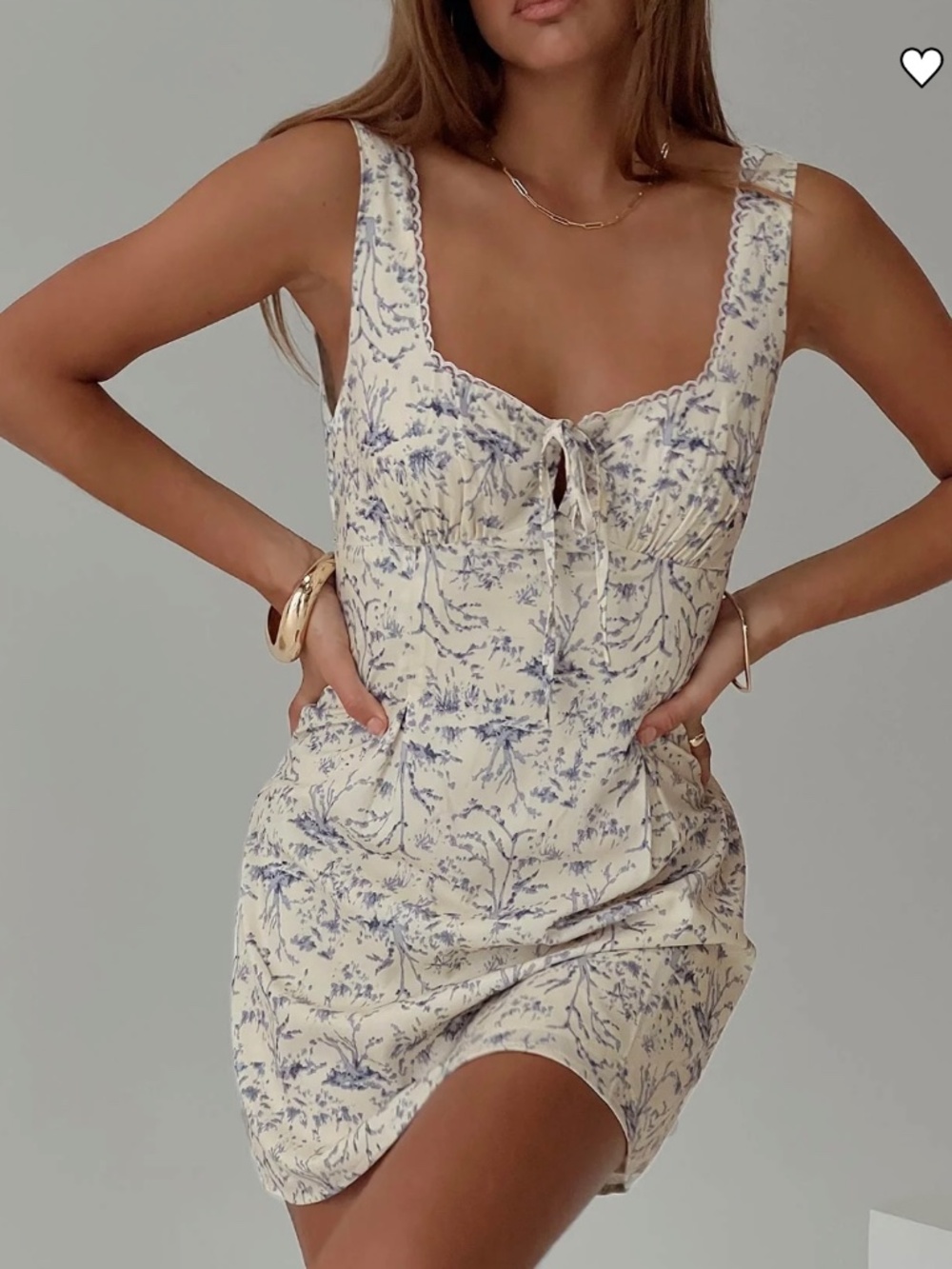 Princess Polly Cream Mini Dress with Blue Floral Print